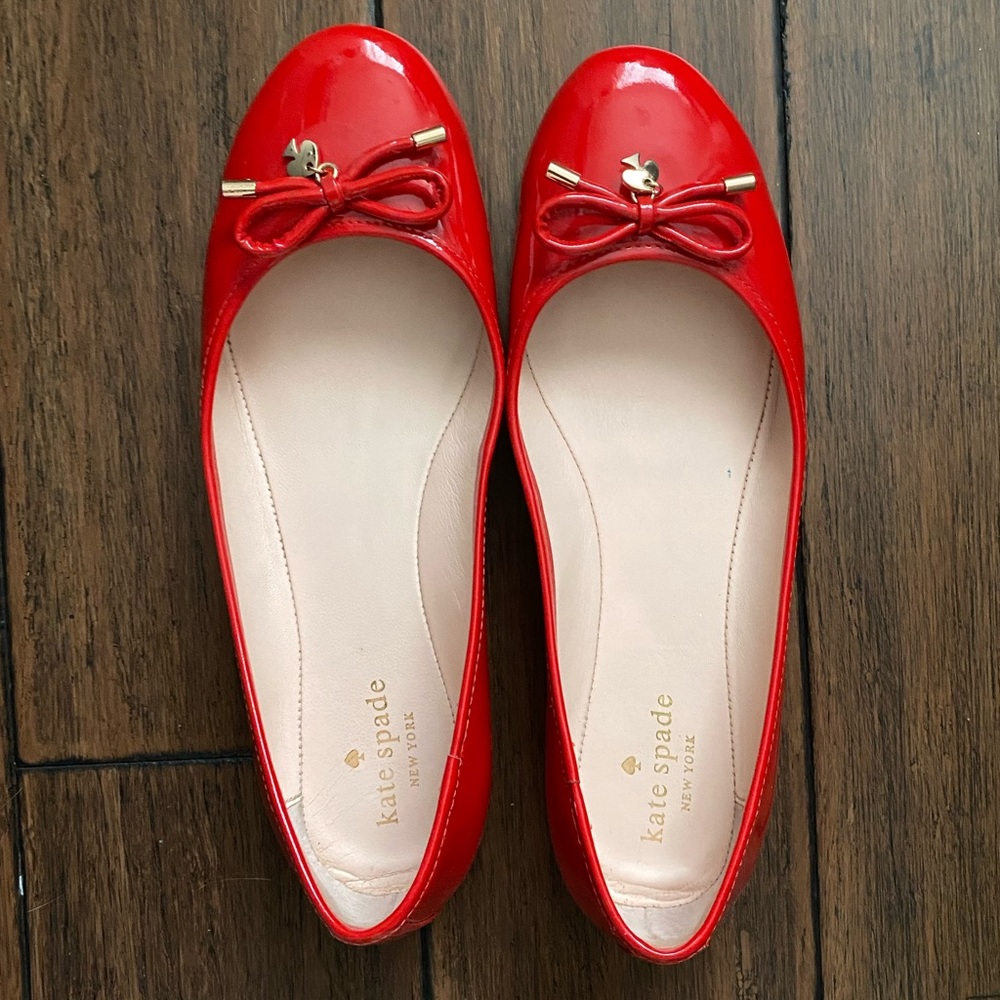 Kate Spade red leather Willa ballet flats